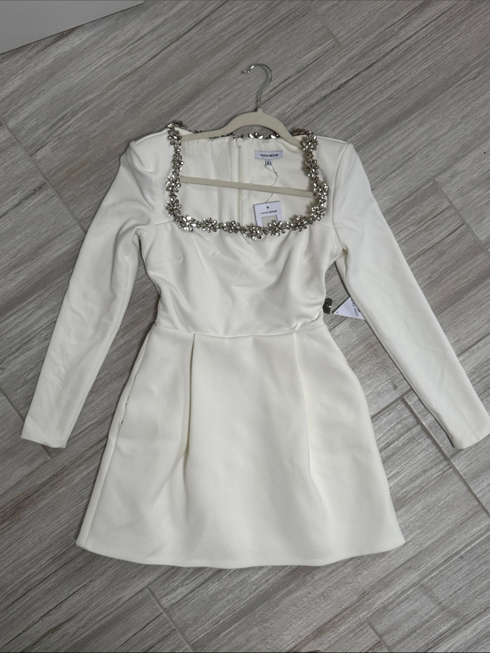 Nadine Merabi Kimberly Dress Size Small US 4 White Long Sleeve Dress Bridal